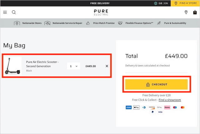 Pure Electric Checkout